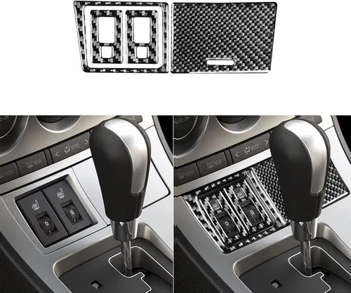 Vista 11 de Accesorios de fibra de carbono suave real para interior de coche, panel de cambio de marchas, cubierta de cenicero, calcomanía negra compatible