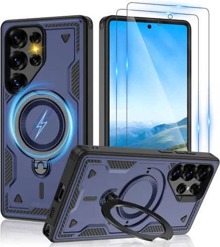 Vista 127 de Gritup fro Funda para Google Pixel 9A, funda protectora magnética de grado militar compatible con Mag-Safe, 2 protectores de pantalla HD, soporte