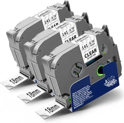 Vista 12 de Labelwell Paquete de 3 cintas TZe-111 compatibles con etiquetas adhesivas transparentes de 0.236 in 0.23 pulgadas, TZe111 TZ-111, negro sobre