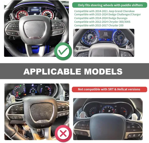 Vista 2 de Linskip Extensores de paleta de cambio de rueda para Jeep Grand Cherokee 2014-2021, para Dodge Challenger/Charger 2015, para Durango 2014-2024