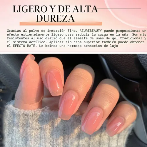 Vista 3 de AZUREBEAUTY - Juego de 6 polvos de inmersión translúcidos color rosa nude transparente Rosado jalea