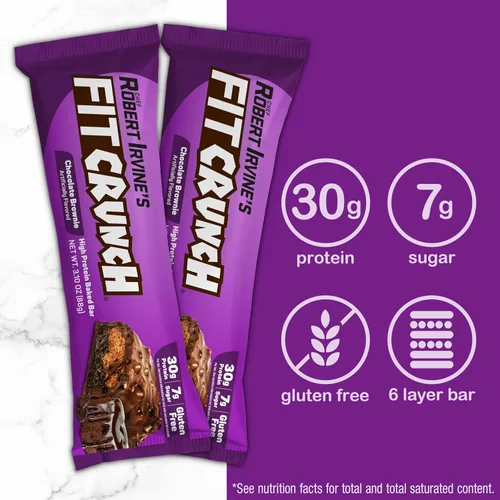 Vista 3 de FITCRUNCH Barras de proteínas de tamaño completo, barra horneada de 6 capas, 0.27 onzas de azúcar, sin gluten y núcleo suave para pastel