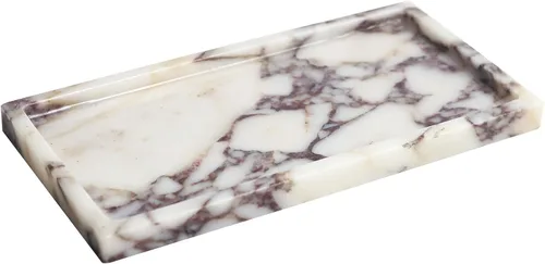 Vista 10 de Organizador Soporte de Toallas de Mano Pequeño de Mármol Natural 100% Calaccata Viola de Lujo, Soporte para Maquillaje y Baño