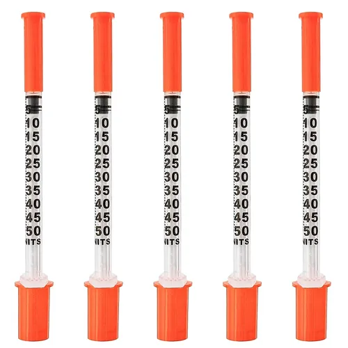 Vista 8 de U-100 Jeringas de 0.5cc/ml 31G agujas de 5/16 pulgadas (0.315 in) Paquete individual de 36