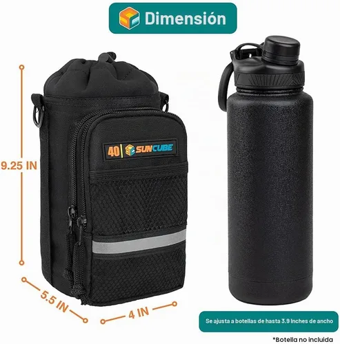 Vista 4 de SUN CUBE Bolsa aislante para botella de agua con correa, bandolera cruzada Negro