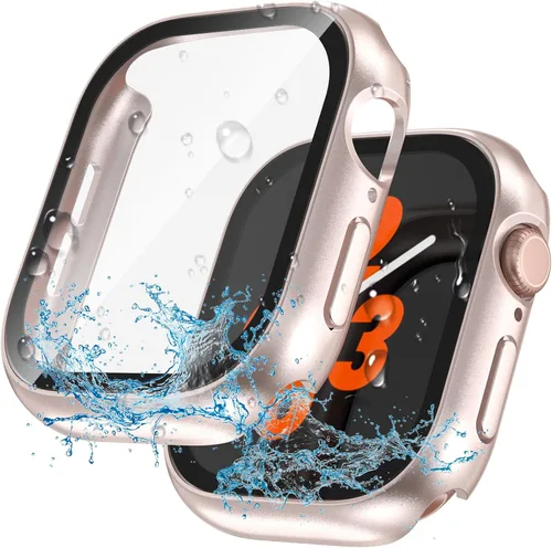 Vista 18 de YIJDACASE - Juego de 2 estuches impermeables para protector de pantalla de Apple Watch Series 10 Series 11 (2025) 46mm con vidrio templado