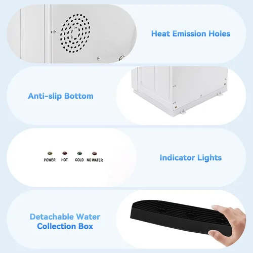 Vista 5 de Dispensador de agua de carga inferior para botella de 5 galones, 36.41 pulgadas de alto 3 Temperature Settings Water Cooler Dispenser, Hot & Cold