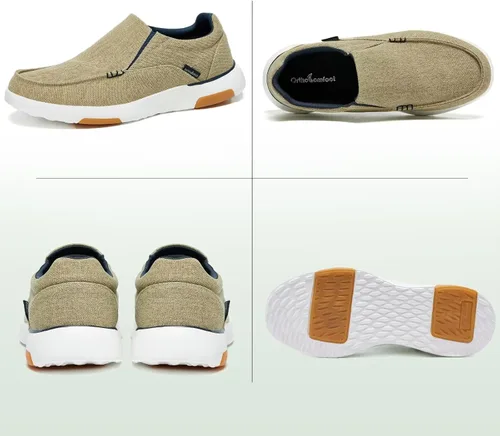 Vista 6 de OrthoComfoot Zapatos ortopédicos cómodos sin cordones para hombre con soporte de arco, mocasines ortopédicos para fascitis plantar, zapatos de lona