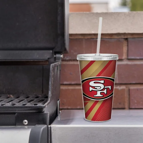 Vista 2 de Vaso transparente de fútbol NFL de 16 onzas con popote para fanáticos de la NFL