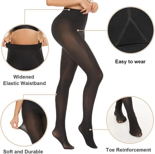 Vista 4 de SIMIYA Medias opacas para mujer, 70 denier, duraderas, elásticas, de cintura alta, color sólido, con pies