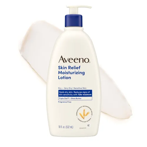 Vista 9 de Aveeno Skin Relief - Loción Hidratante Fórmula triple de avena y manteca de karité, absorción rápida, no comedogénica, piel sensible muy seca