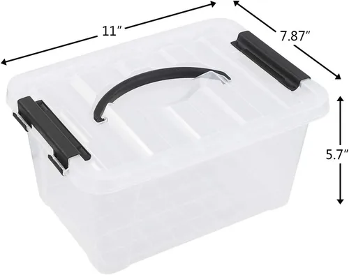 Vista 2 de Pekky Caja de almacenamiento de 6 cuartos de galón con asa y pestillo de diseño fresco, cubo organizador de juguetes pequeño, juego de 2