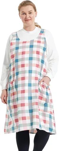 Vista 21 de Delantales grandes de talla grande para mujer con bolsillos de algodón y lino para hornear cocina