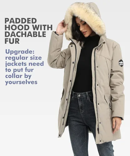 Vista 4 de PUREMSX Winter Parkas for Women, Water Resistant Thick Warm Vegan Down Padded Jacket Coat XS-XXL