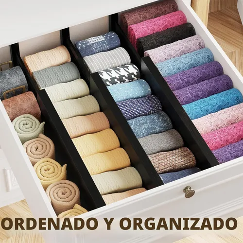 Vista 2 de SpaceAid - Separadores de cajones de bambú para cómoda de 6 piezas, organizadores de cajones ajustables de 4.65" de alto, 12.5"-17" de ancho