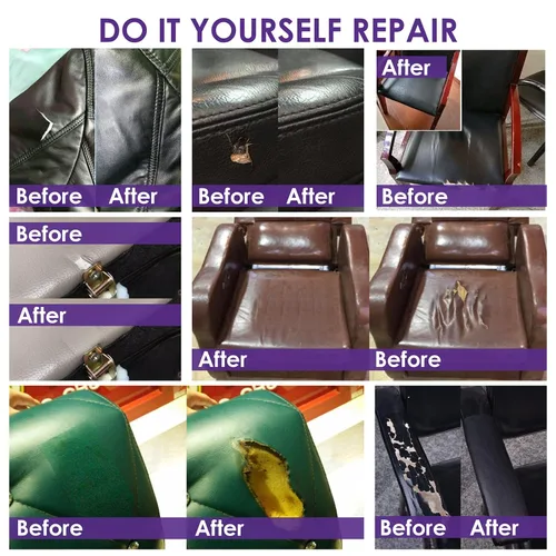 Vista 4 de Cinta de parche de reparación de cuero de 4 x 60 pulgadas, cinta autoadhesiva fuerte para muebles, sofás, sillones, asientos de automóvil, armarios