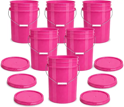 Vista 18 de Cubo de 5 Galones con Tapa Hermética Fabricado en EE. UU. Grado Alimenticio Plástico Premium HPDE Resistente Cubo Multiusos Duradero de 90