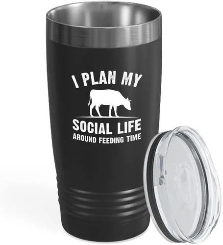 Vista 15 de Vaso vikingo negro de 20 onzas, un chico que acaba de tirar, tractores de jardín agrícola, cultivador campesino, agricultor, amantes de los animales