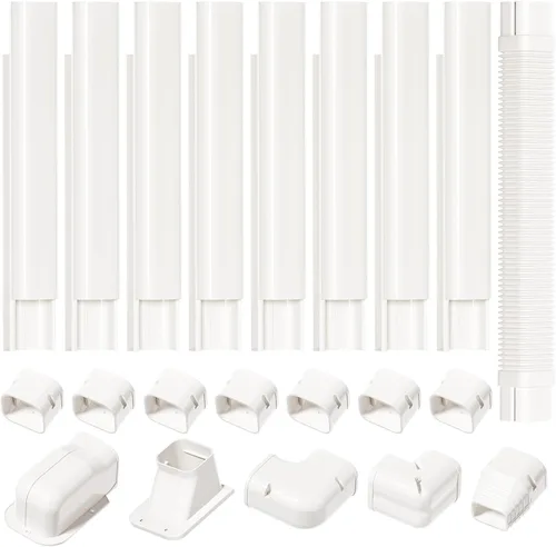 Vista 10 de Kit de cubierta de conjunto de líneas de 3" de ancho y 7.5 pies de largo para aires acondicionados mini split, cubierta de línea delgada de PVC