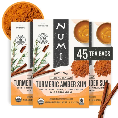 Vista 27 de Té de cúrcuma, Amber Sun, Numi Organic Mezcla de té de cúrcuma de hierbas con rooibos y especias