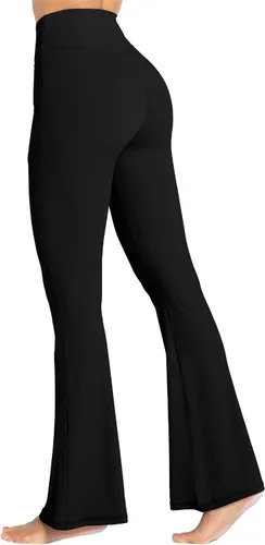 Vista 5 de Sunzel Leggings acampanados para mujer con bolsillos, pantalones de yoga cruzados con control de abdomen, cintura alta y pierna ancha
