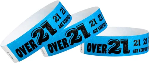 Vista 14 de 500 pulseras Tyvek de WristCo Paquete Variado Mayores de 21 - ¾" x 10" - Pulseras de papel impermeables, reciclables, cómodas, resistentes a