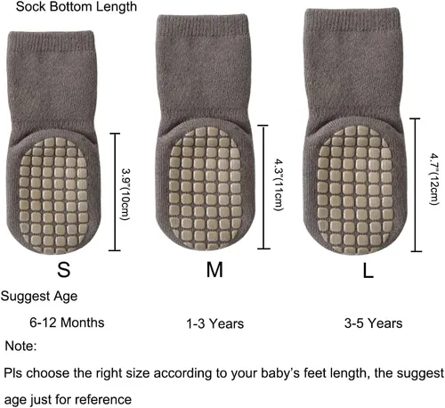 Vista 3 de Exegawe Baby Non Slip Socks Winter 5 Pairs Kid Thick Warm Crew Socks with Grips