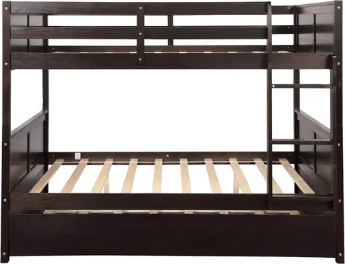 Vista 7 de Litera matrimonial sobre matrimonial con nido, 725 libras, resistente plataforma de tamaño matrimonial, cama de madera de pino con cabecero, tabla