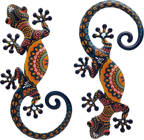 Vista 9 de LIFFY Metal Gecko Wall Decor 2 Pack, Outdoor Lizard Wall Art, Metal Lizards Wall Decor, Gecko Wall Art for Home Garden Yard Fence (15 inch)