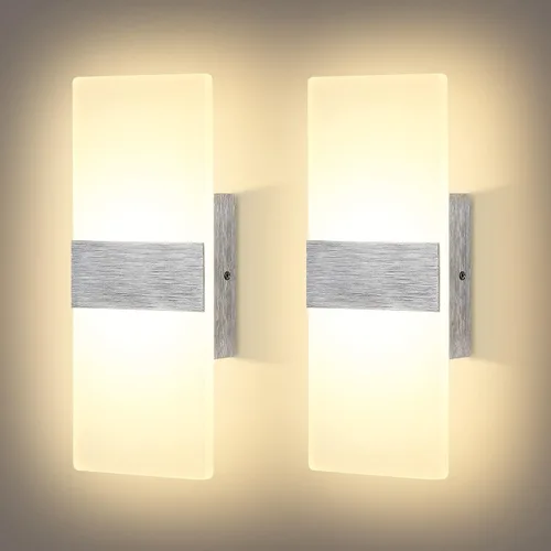 Vista 7 de Lightess Apliques de pared modernos con interruptor regulable. Lámpara de pared LED de 12 W, de acrílico, con luz superior e inferior