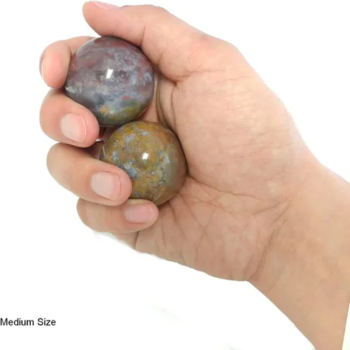 Vista 2 de Top Chi Fancy Jasper Baoding - Bolas para terapia de manos, ejercicio y alivio del estrés (mediano de 1.6 pulgadas)
