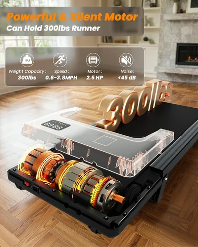 Vista 5 de Superun Walking Pad with 6% Incline, 2.5HP Treadmill, 300 lbs Negro