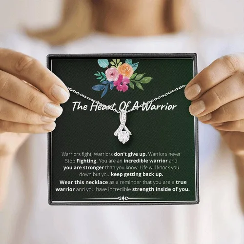 Vista 6 de Collar con tarjeta de mensaje joyería hecha a mano regalos de Navidad collar de supervivencia del cáncer regalo para mujeres mujeres sobrevivientes