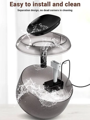Vista 6 de Kastty - Fuente de agua para gatos silenciosa de 3.5L, fuente de agua para mascotas de gran capacidad de 118 oz para gatos en interiores con luz LED