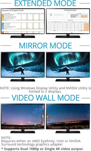 Vista 3 de gofanco Prophecy - Adaptador de monitor múltiple Mini DisplayPort a HDMI dual de 1x2 (4K @30 Hz), mDP a 2 puertos HDMI MST Hub para pantallas