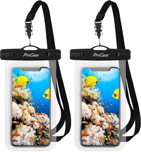 Vista 9 de ProCase Paquete de 2 fundas impermeables para teléfono, bolsa seca universal subacuática de 7 pulgadas para iPhone 17 Air 16 15 14 13 Pro Plus Max