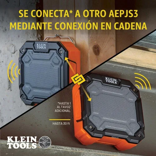 Vista 3 de Klein Tools Altavoz Bluetooth para el lugar de trabajo con imán y gancho (AEPJS3) y vaso de acero inoxidable con tapa abatible, taza de vacío