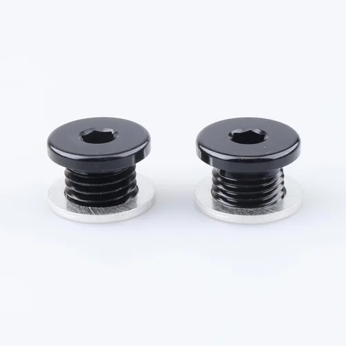Vista 6 de AC PERFORMANCE Enchufe de puerto métrico de aluminio M10 x 1.0 negro de perfil bajo con tapón hexagonal y arandela de aluminio