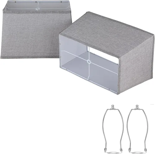 Vista 10 de Ruiever Juego de 2 Pantallas en Forma de T, Lino Natural Superior L13.78'' x A7.5'' x Inferior L15.75'' x A9.45'' x Alto 10.24'', Pantallas de Tela