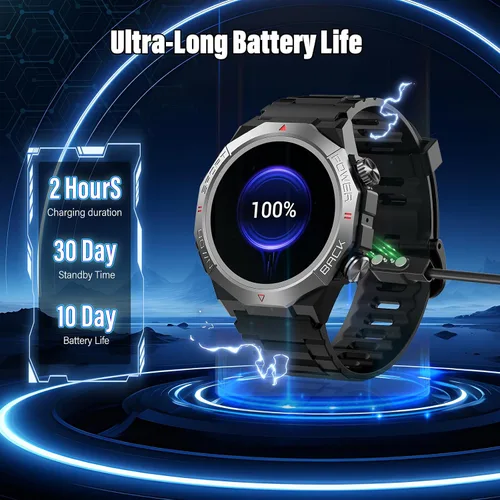 Vista 7 de Relojes inteligentes militares para hombres (respuestahacer llamadas), reloj de fitness HD de 1.39 pulgadas, monitor de sueño de frecuencia cardíaca