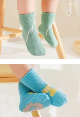Vista 2 de Calcetines antideslizantes de algodón para bebé, niña, niño, recién nacido, antideslizantes, de algodón, para cama elástica
