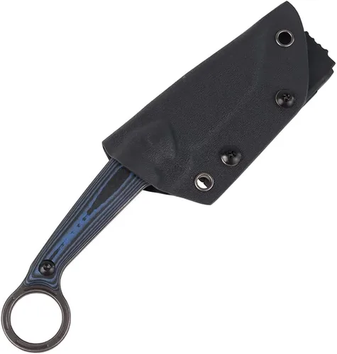 Vista 7 de MASALONG kni211 - Cuchillo recto táctico de hoja fija para acampar al aire libre, mango cómodo de acero D2 (negro)