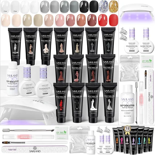 Vista 12 de SAVILAND Hema-Free Poly Gel Kit, 36 Colors, All-in-1 for Beginner DIY Home 36 Colors, 4+ Weeks Wear, Durable Resin, Quick Extension, Smooth