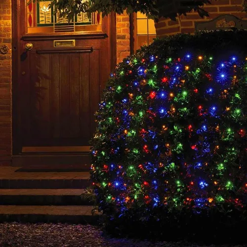 Vista 6 de Luces de Navidad para exteriores, 200 luces LED de 9.8 pies x 6.6 pies, impermeables, cable transparente, enchufable, con 8 modos, decoraciones