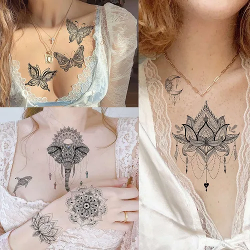 Vista 3 de VANTATY - Tatuajes temporales, diseño de flor 011