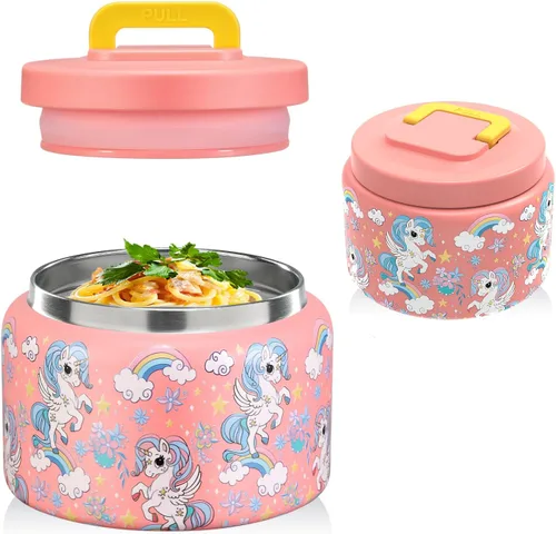 Vista 15 de JXXM Tarro térmico de 8 onzas para alimentos fríos y calientes para niños, recipientes aislados para el almuerzo, tarro de comida caliente, a prueba