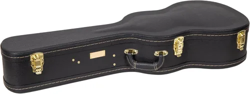 Vista 14 de Crossrock Estuche de madera para guitarra clásica de tamaño completo 4/4, diseño superior arqueado, interior de felpa, pestillos de metal Negro