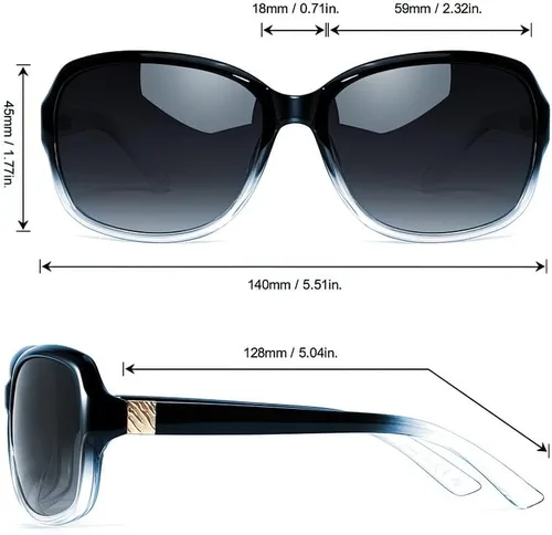 Vista 4 de SIPHEW - Gafas de sol polarizadas para mujer, gafas de sol cuadradas clásicas para mujer con protección UV