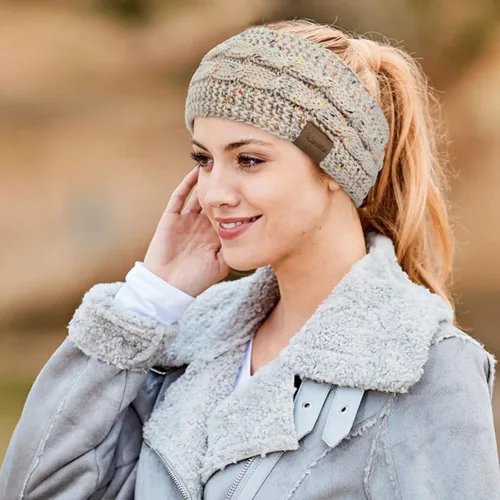 Vista 5 de Loritta Diademas para mujer con forro polar de punto trenzado cálido y mullido para invierno
