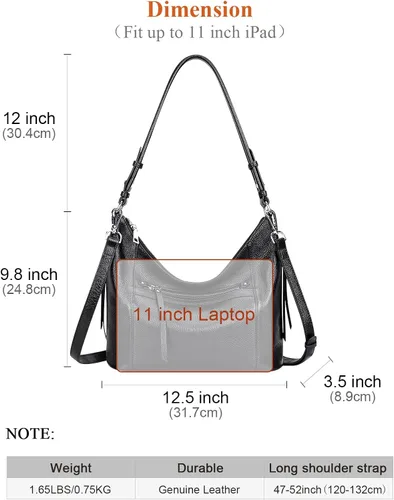 Vista 5 de Over Earth Bolso Hobo de cuero genuino para mujer, bolsos cruzados